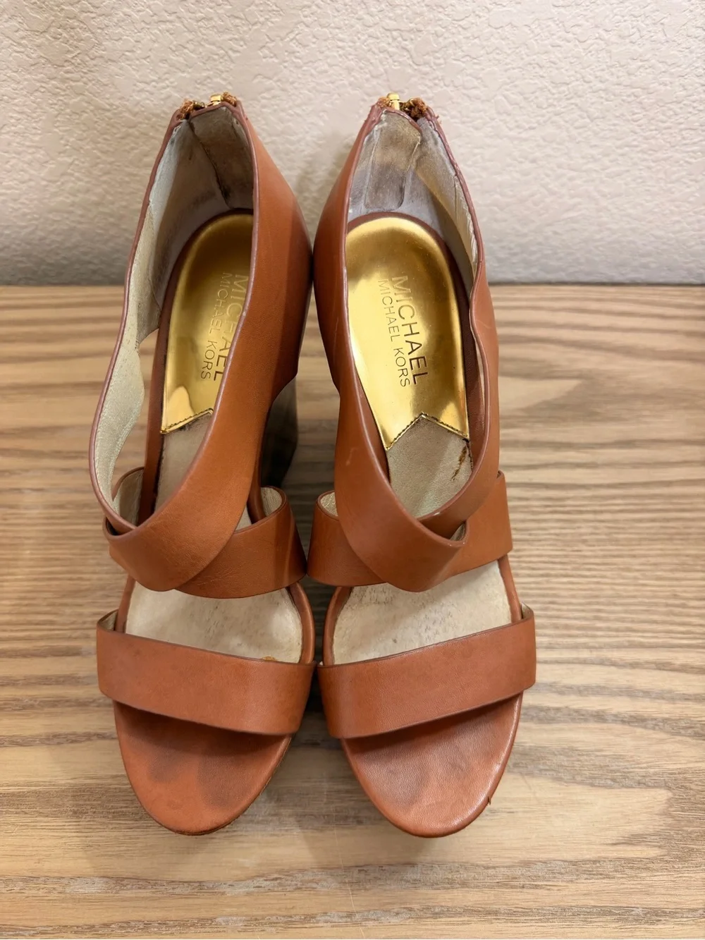Michael Kors Leather Platform Wedges size 8